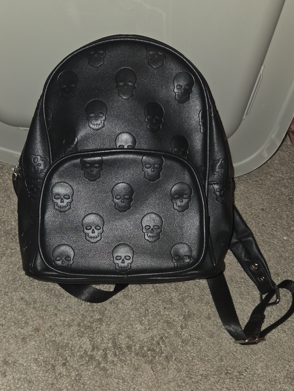Black Skull Embossed Backpack & Matching Wristlet